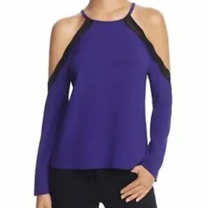 Ramy Brook Womens Anya Deepa Pullover Top Cold Shoulder Blouse Amethyst XS NEW
